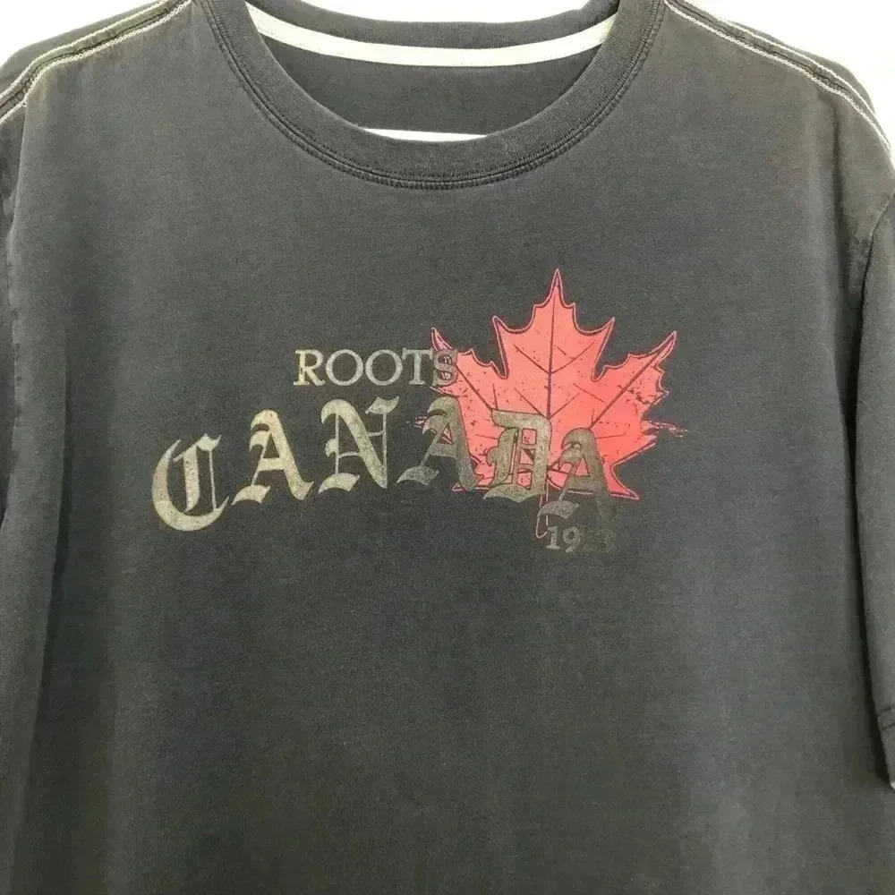 Roots T-Shirt Blue With Maple Leaf Size Large - Picture 3 of 16